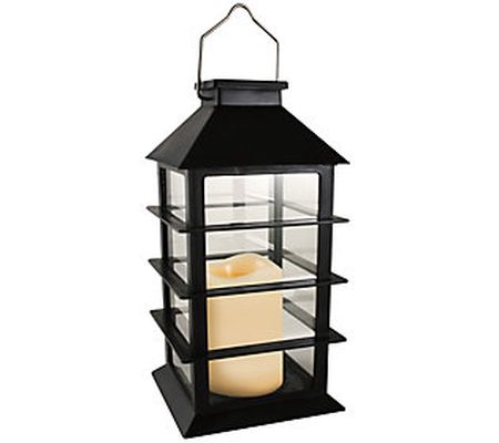 LumaBase Solar Powered Horizontal Lantern with LED Candle