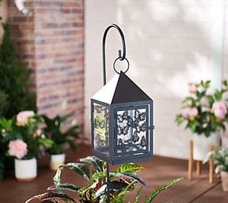 Luminara 11.5" Butterfly Lantern w/ Shepherd's Hook