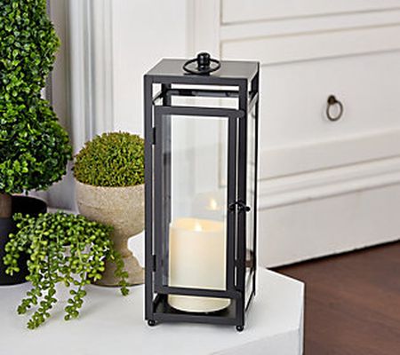 Luminara 16" Modern Lantern with Flameless Pillar Candle