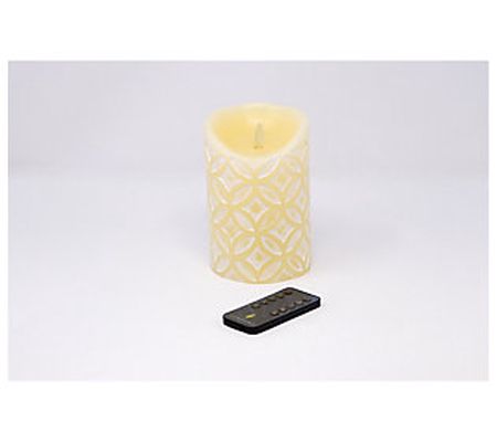 Luminara 5" Medallion Embossed Flameless Candle with Remote