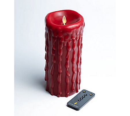 Luminara 9" Heavy Wax Drip Flameless Candle wit h Remote