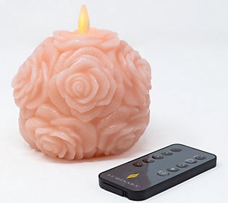 Luminara Carved Floral Figural Candle with Remo te