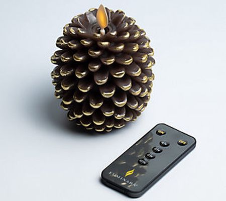 Luminara Flameless Pinecone Figural Candle with Remote Control