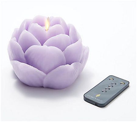 Luminara Lotus Flower Figural Candle with Remot e
