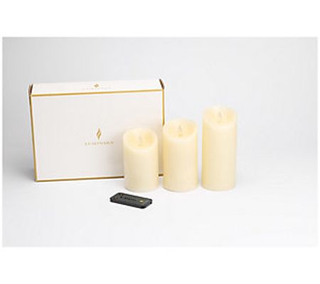 Luminara Set of 3 Flameless Pillar Candles with Gift Box