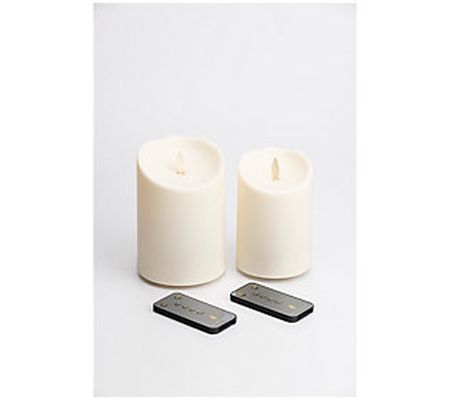 Luminara Set of Two 4" & 5" Outdoor Candles wit h Two Remotes