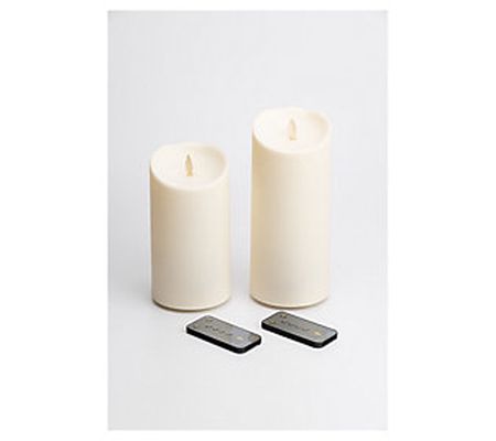 Luminara Set of Two 7" & 9" Outdoor Candles wit h Two Remotes