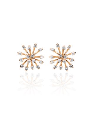 Luminus 18k Pink Gold Stemmed Diamond Stud Earrings