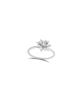 Luminus 18k White Gold Diamond Small Stemmed Ring, Size 6-7