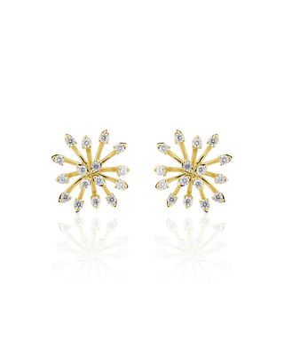Luminus 18k Yellow Gold Stemmed Diamond Stud Earrings