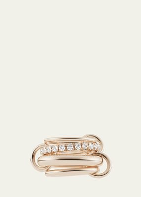 Luna 18k Rose Gold 4-Band Ring with Diamonds, Size 7 and 7.5