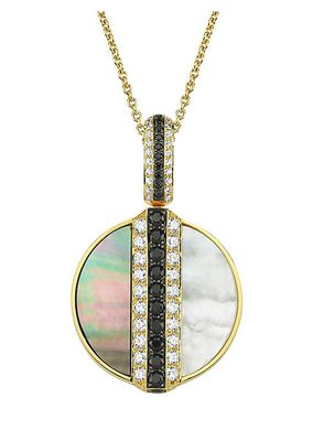 Luna 18K Yellow Gold, Mother-Of-Pearl, & Diamond Pendant Necklace