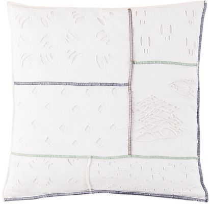 Luna Del Pinal White Embroidered Multi Overlock Cushion