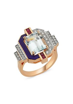 Luna Luce 18K Rose Gold, 0.53 TCW Diamond & Multi-Gemstone Ring