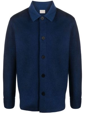LUNARIA CASHMERE contrasting-collar cashmere shirt jacket - Blue