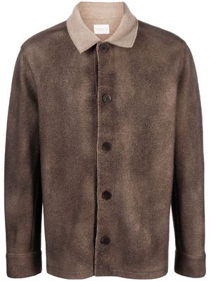 LUNARIA CASHMERE contrasting-collar cashmere shirt jacket - Brown