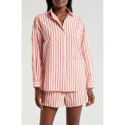 Lunya Airy Cotton & Silk Curve Hem Short Pajamas in Charmed Stripe 