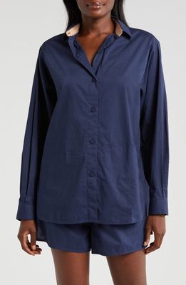 Lunya Airy Cotton & Silk Curve Hem Short Pajamas in Deep Blue