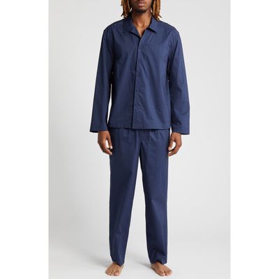 Lunya Airy Cotton & Silk Pajamas in Deep Blue 