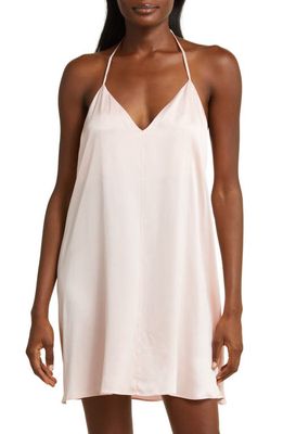 Lunya Halter Washable Silk Nightgown in Frosted Rose