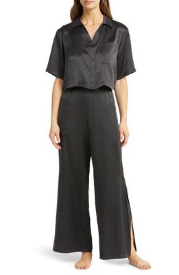 Lunya High Waist Washable Silk Pajamas in Black Ellipsis