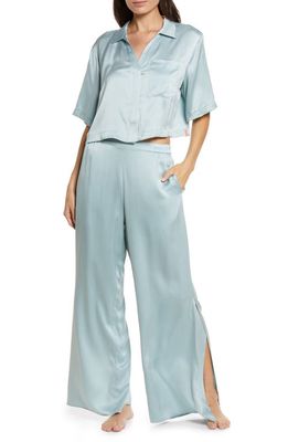 Lunya High Waist Washable Silk Pajamas in Cumulus Blue