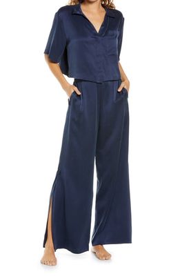 Lunya High Waist Washable Silk Pajamas in Deep Blue