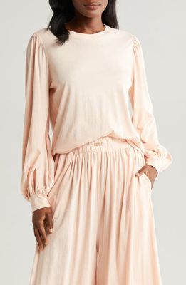 Lunya Long Sleeve Organic Pima Cotton T-Shirt in Dulcet Petal 