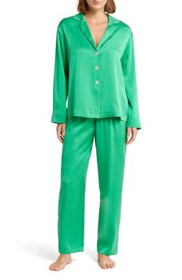 Lunya Long Sleeve Washable Silk Pajamas in Glade Green