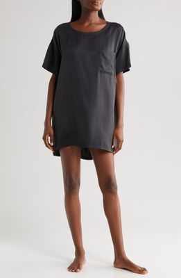 Lunya Oversize Silk Sleepshirt in Immersed Black