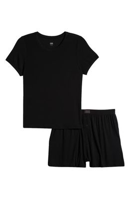 Lunya Ribbed Short Pajamas in Immersed Black