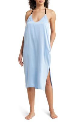 Lunya Washable Bias-Cut Silk Slipdress Nightgown in Equanimity Sky