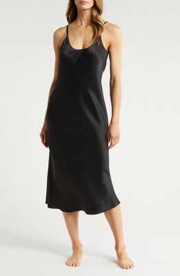 Lunya Washable Silk Bias Slipdress in Immersed Black