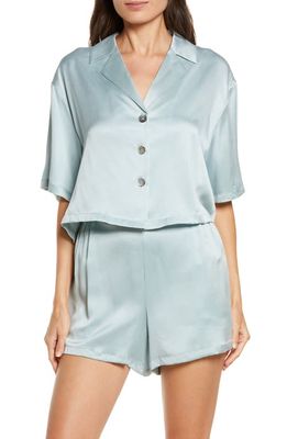 Lunya Washable Silk Button-Up Short Pajamas in Cumulus Blue