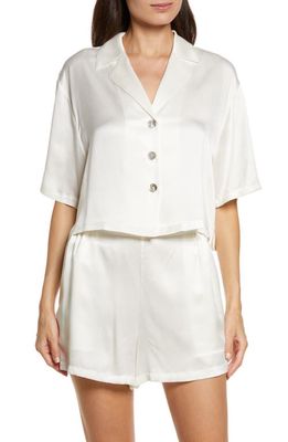 Lunya Washable Silk Button-Up Short Pajamas in Tranquil White