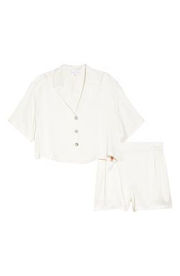 Lunya Washable Silk Short Pajamas in Tranquil White