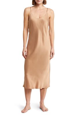 Lunya Washable Silk Slipdress Nightgown in Hushed Tan