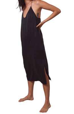 Lunya Washable Silk Slipdress Nightgown in Immersed Black