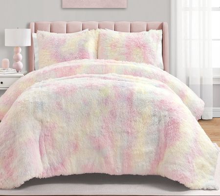 Lush Decor Emma Cozy Rainbow Faux Fur Comforter Full/Queen