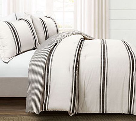 Lush Decor Farmhouse Stripe Comforter 3-Piece C alifornia King