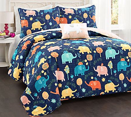 Lush Decor Hygge Elephant Quilt 3Pc Set Twin