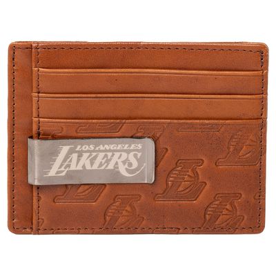 Lusso Brown Los Angeles Lakers Sanford Front Pocket Wallet with Money Clip