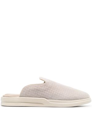 Lusso waffle-effect suede slippers - Neutrals