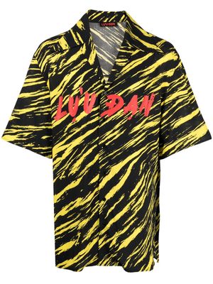 LỰU ĐẠN Tiger-print short-sleeve shirt - Black