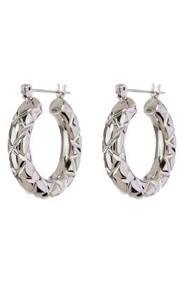 Luv AJ Amalfi Quilted Hoop Earrings in Silver