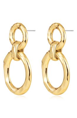 Luv AJ Hammered Loop Drop Earrings in Gold