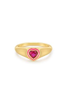 Luv AJ Heart Signet Ring in Gold