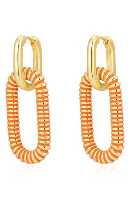 Luv AJ Le Signe Neon Orange Loop Hoop Drop Earrings in Gold