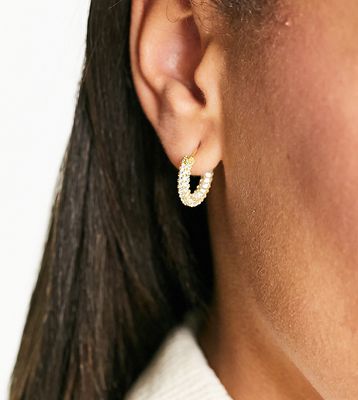 Luv AJ pave amalfi 14k gold plated pave crystal huggie hoop earrings