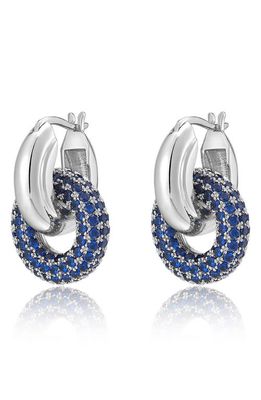 Luv AJ Pavé Interlock Hoop Earrings in Blue/silver